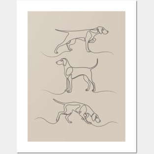 Continuous Line Weimaraners (Light Taupe Background) Posters and Art